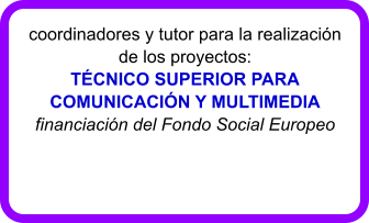 coordinadores y tutor para la realizacin de los proyectos:   TCNICO SUPERIOR PARA COMUNICACIN Y MULTIMEDIA financiacin del Fondo Social Europeo